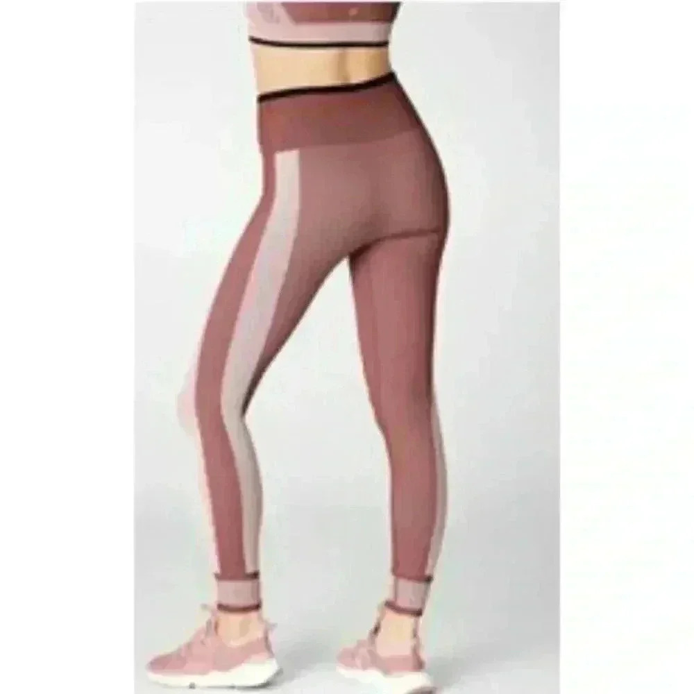 FABLETICS MAUVE PINK/striped leggings - Picture 5 of 6